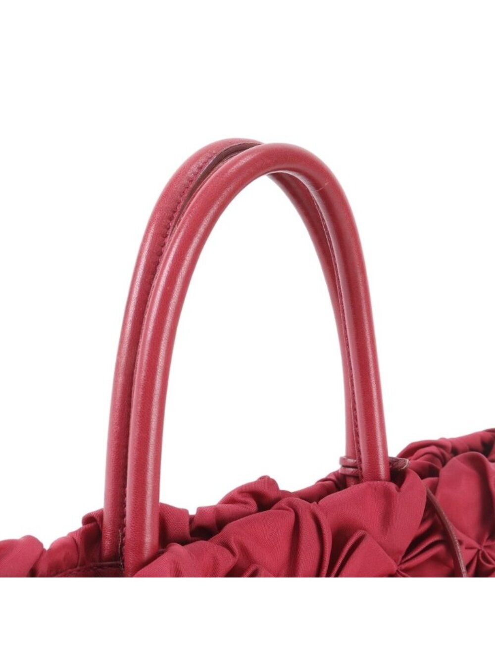 ★SOLD★ Prada Tessuto Nylon Triangle Logo Ruffle Leather Tote Shoulder Hand - Picture 2 of 8